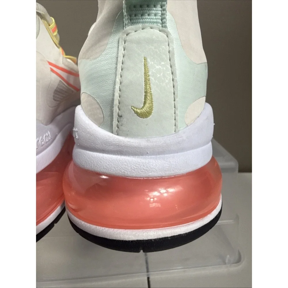 Nike Air Max 270 React Pale Ivory Running Shoes CV8818-102 Women's Size 8 EUC!!!